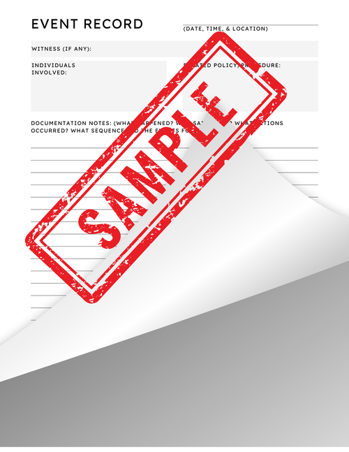 Event Record Sheet (Single Use)